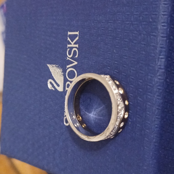 Swarovski Ring 2 Bands Authentic w faux diamond crystal US 5.5 + a gift - Picture 3 of 8